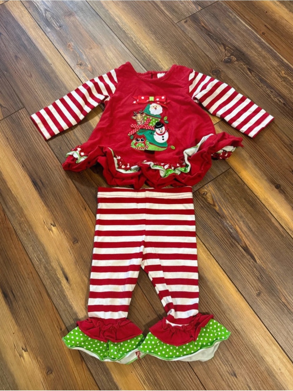 Size 9 month Rare Editions Christmas two piece ruffle outfit